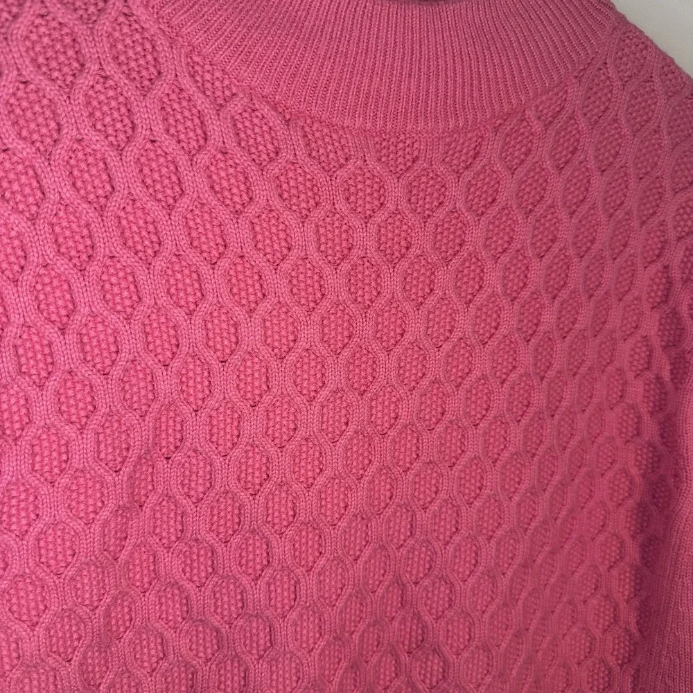 TALBOTS HONEYCOMB HIGH LOW MOCKNECK SWEATER WOMENS SIZE M Petites Pink Pulllover